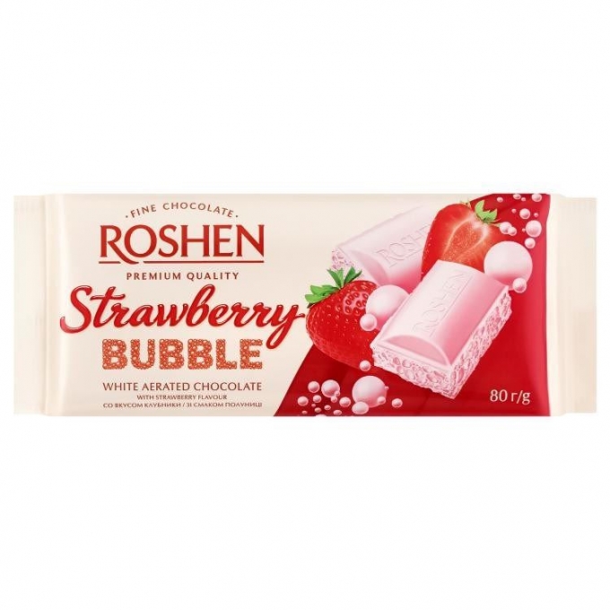 Roshen Chocolate Aerated Strawberry 80g Kısmet Şarküteri