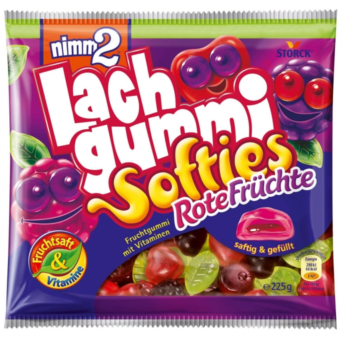 Nimm2 Lachgummi Softies Rote Früchte Kırmızı Meyve Dolgulu Yumuşak Şekerleme 225g