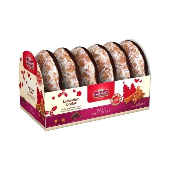 Lambertz Dark Chocolate Lebkuchen Rounds Cookies 200g