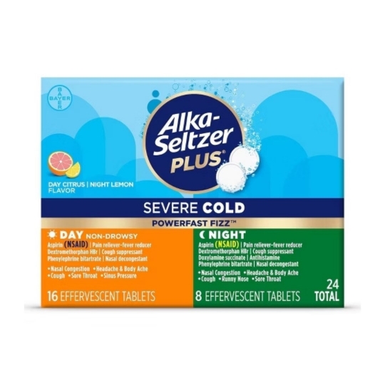 Alka Seltzer Plus Severe Cold Powerfast Fizz - Day & Night 24 Tablets