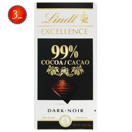 Lindt Excellence %99 Cocoa Bitter Çikolata  50gr - 3 Adet