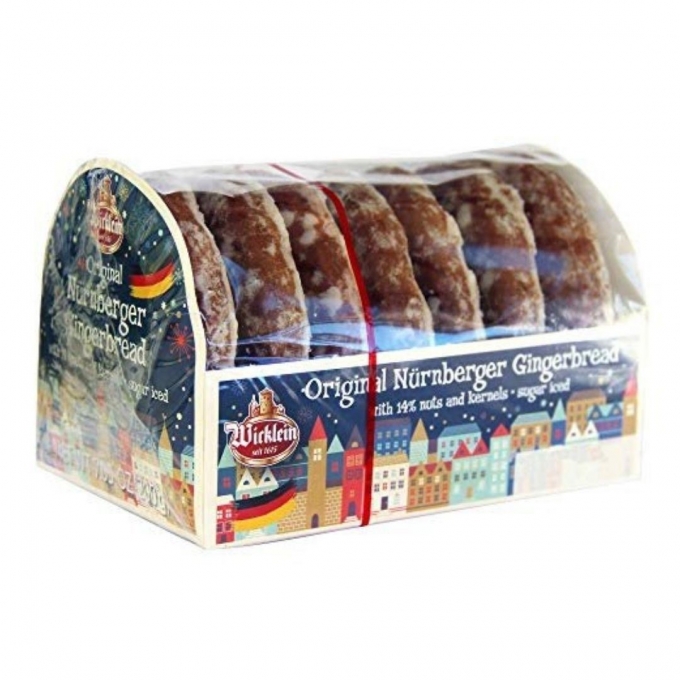 Wicklein Original Nürnberger Gingerbread, Fine Oblaten Glazed Lebkuchen, German Cookies, 300g