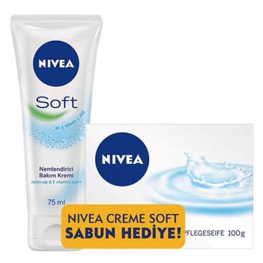 Nivea Soft Bakım Kremi 75 ml ve Sabun Hediye