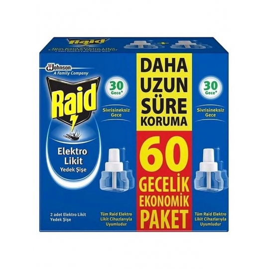 Raid Elektro Likit Sivrisineksiz Etkin Koruma 60 Gece Yedek Şişe 