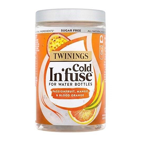 Twinings Sugarfree Cold In'fuse for Water Bottles Passionfruit, Mango & Blood Orange 12 Infusers, 30