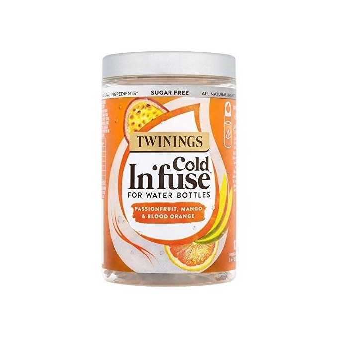 Twinings Sugarfree Cold In'fuse for Water Bottles Passionfruit, Mango & Blood Orange 12 Infusers, 30