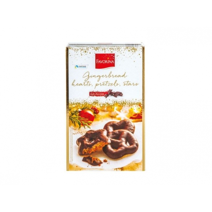 Favorina Dark Chocolate Gingerbread ,Star, Heart & Pretzel Bitter Çikolata 500gr