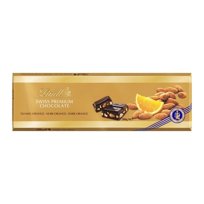 Lindt Swiss Premium Gold Dark Orange Chocolate Bar, 300g