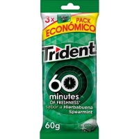 TRIDENT 60 Minutes of Freshness Zuckerfreie Kaugummis Minzgeschmack 3er-Pack Verpackungen 60g