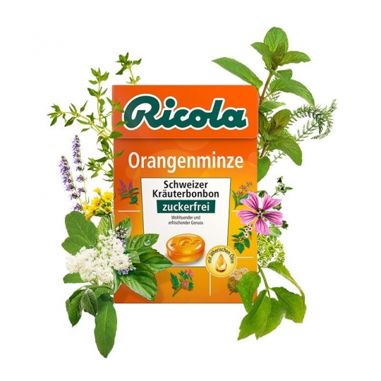  Ricola Orangenminze Portakal Nane Aromalı Şekerleme 50g