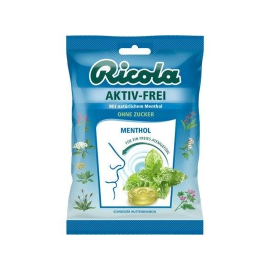 Ricola Aktiv-Frei Bonbons Zuckerfrei  Şekersiz Menthol Bonbon Şeker 75g