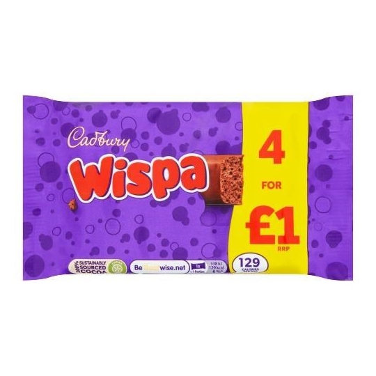 Cadbury Wispa Chocolate Bar 4 Pack 94,8gr 