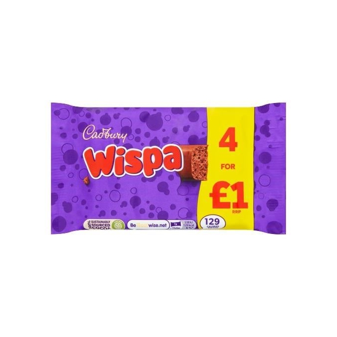 Cadbury Wispa Chocolate Bar 4 Pack 94,8gr 