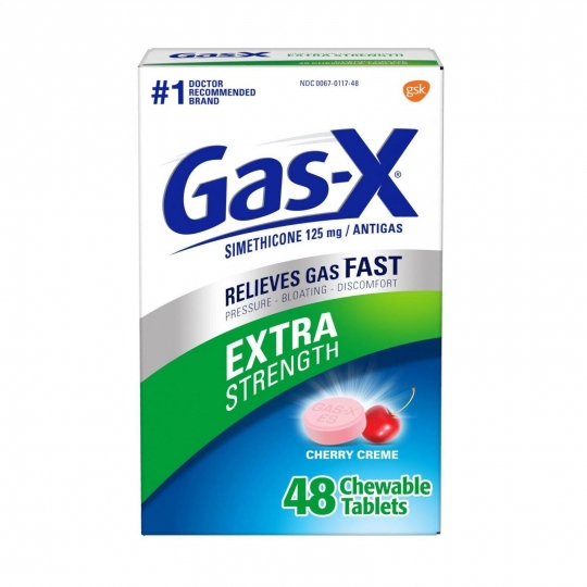 Gas-X Antigas 125mg Extra Strength Cherry Creme Chewable Tablets 48 Pcs.