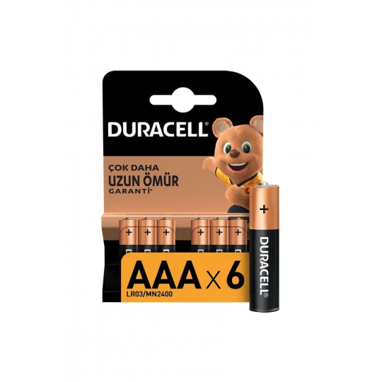  Duracell Basic İnce Kalem Pil AAA 6'lı