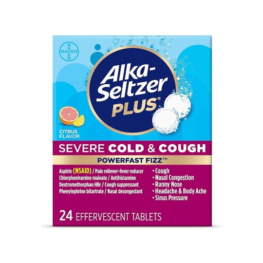 Alka-Seltzer Plus Severe Cold & Cough Citrus Flavor 24 Effervescent Tablets