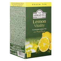 Ahmad Tea Lemon Vitality Flavoured Green Tea with Fruit Pieces  (20x2g) 40g Poşet Çay 20'li