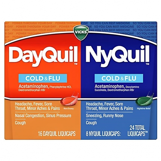 Vicks Dayquil & Nyquil Cold & Flu Medicine 24 Liquicaps