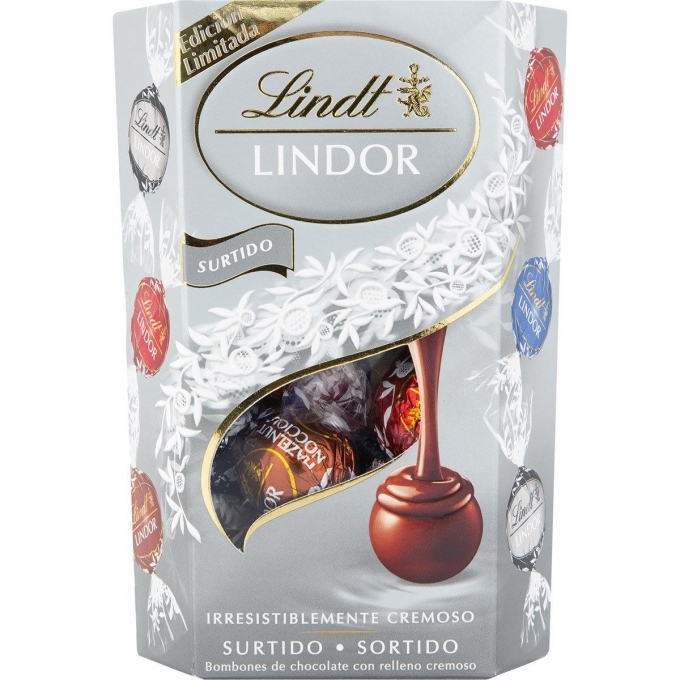 Lindt Lindor SurtidoSilver Limited Edition assorted chocolates with creamy filling case 200 g