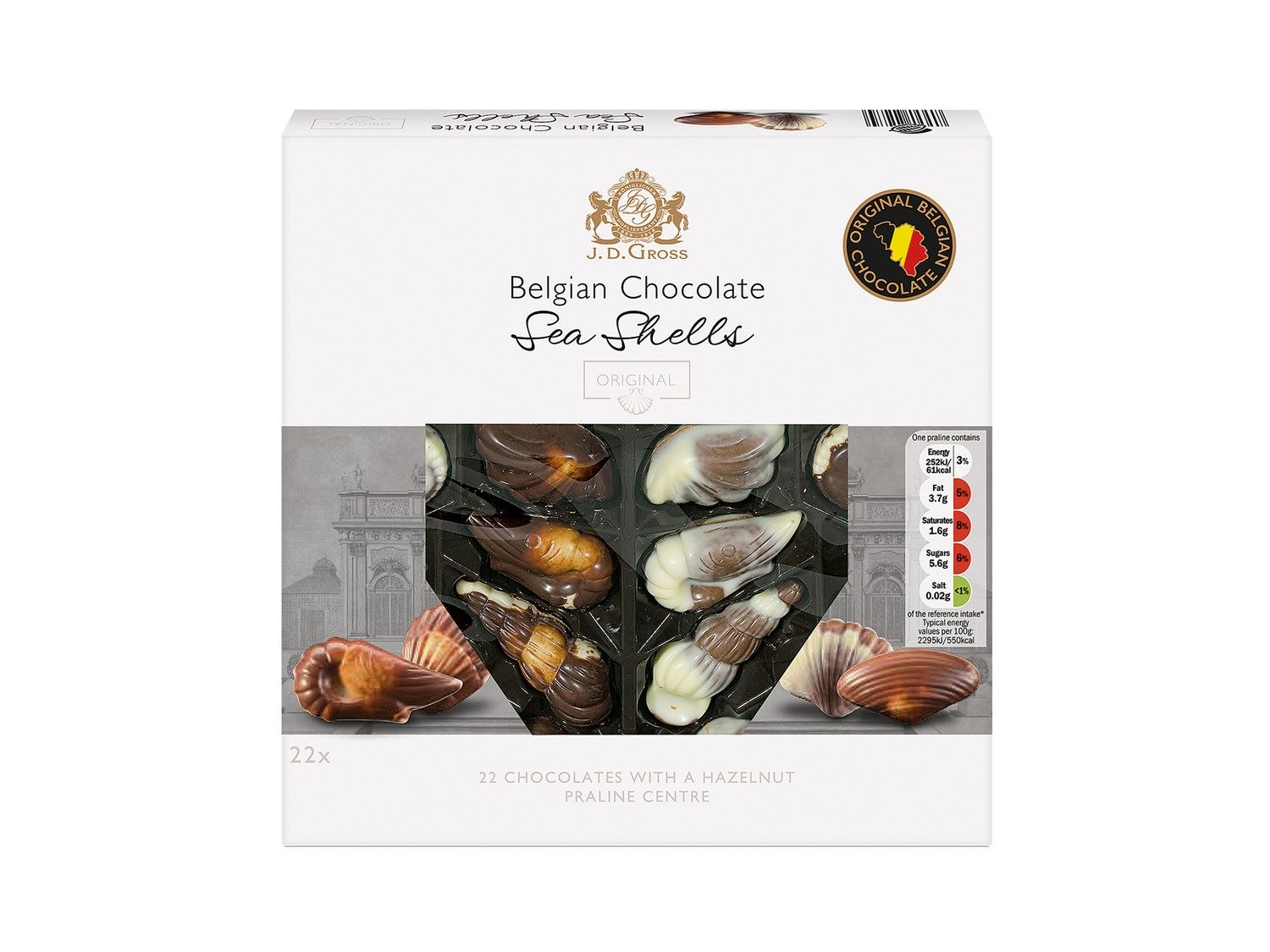 J.d. gross belgian chocolate sea shells 250gr Kısmet Şarküteri